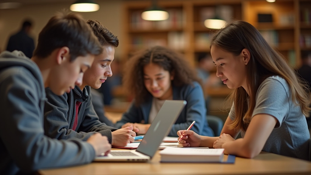 Students studying in library