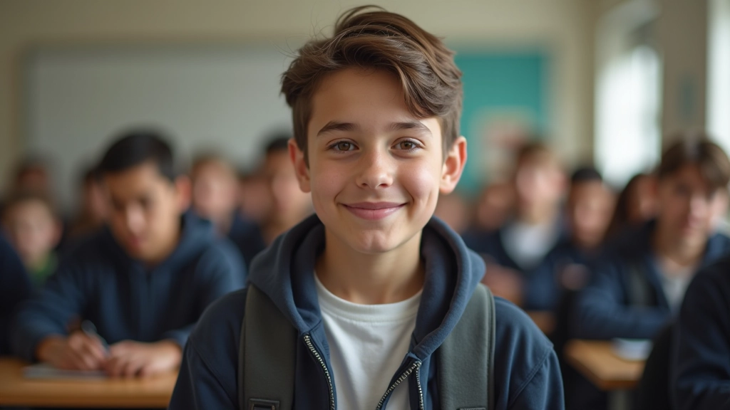 High school freshman student in classroom environment with peers, engaged and participating in class discussion